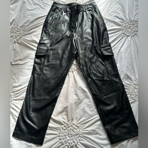 Black Leather Pants - Straight Cut